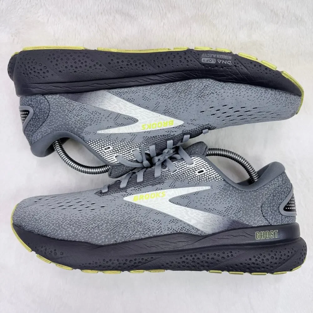 Brooks Ghost 16 Mens Running Shoes Primer Gray Lime Size 10 Neutral Cushion